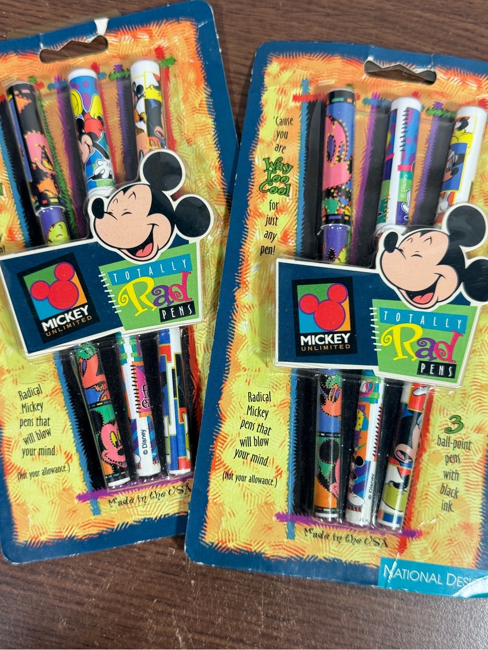 Mickey Unlimited Totally Rad Pens 90’s Brand New!!
